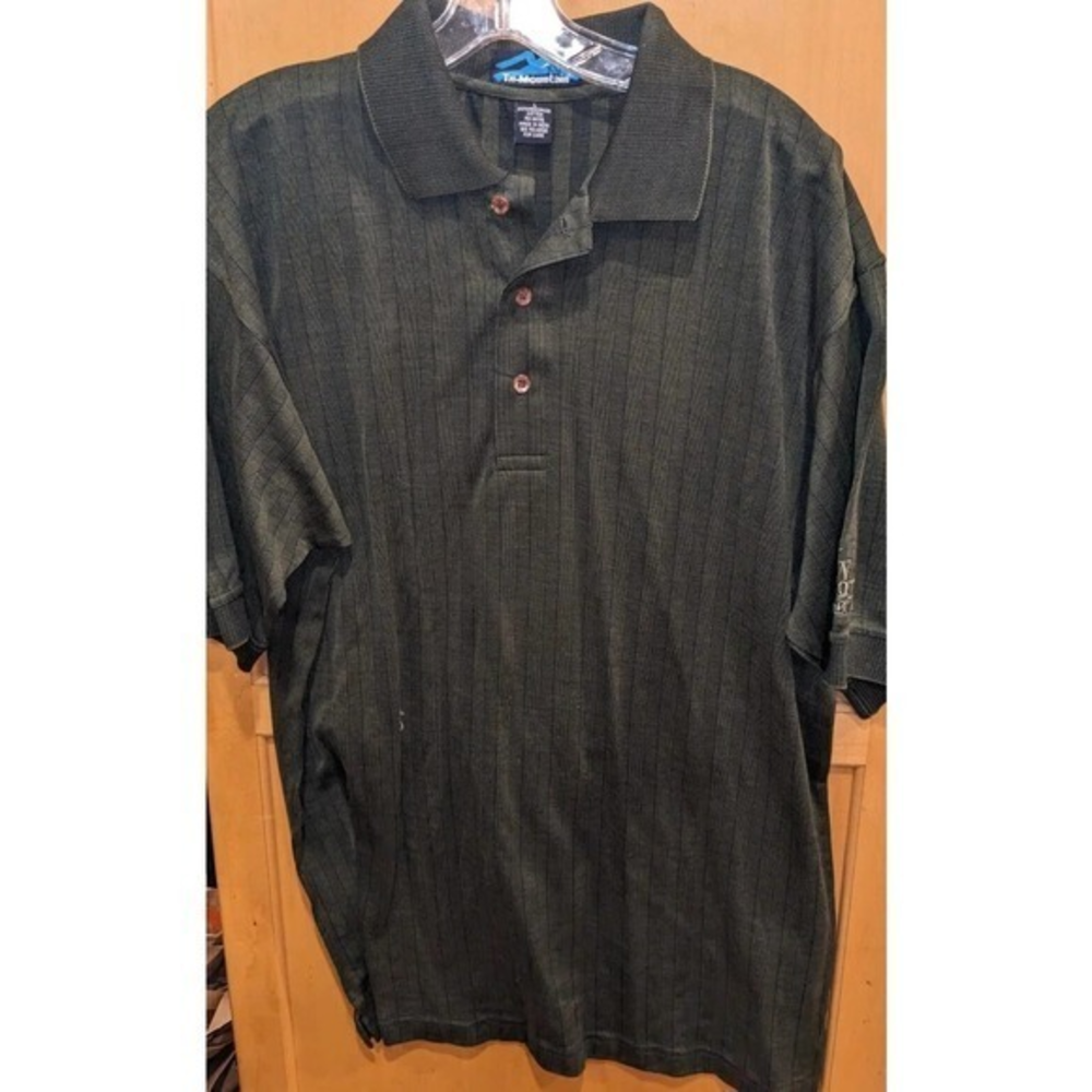 Tri Mountain Mens size Large Green Short Sleeve brew brothers Logo Polo Shirt
